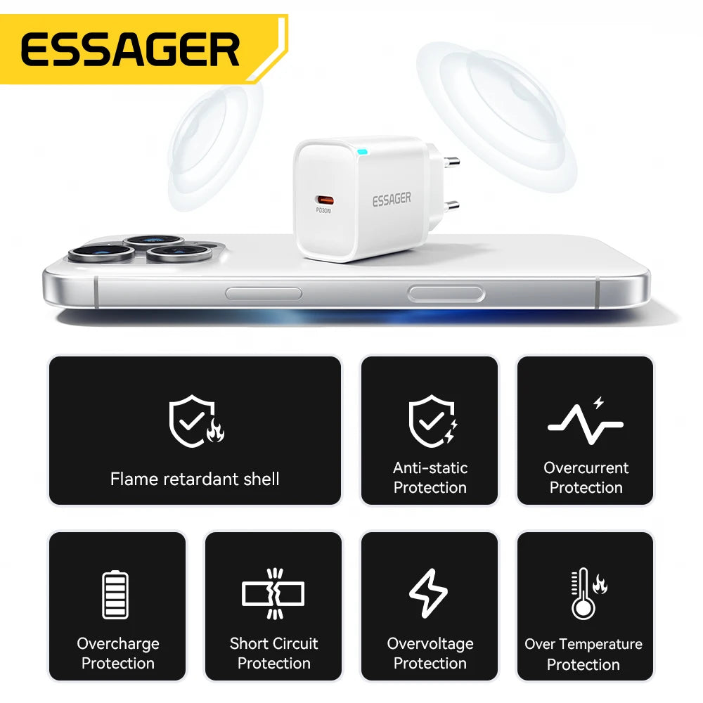 30W Type-C Charger PD 3.0 USB C Charger for Iphone 16 15 14 Pro Samsung Huawei Xiaomi Tablet Ipad Air Pro Phone Charger