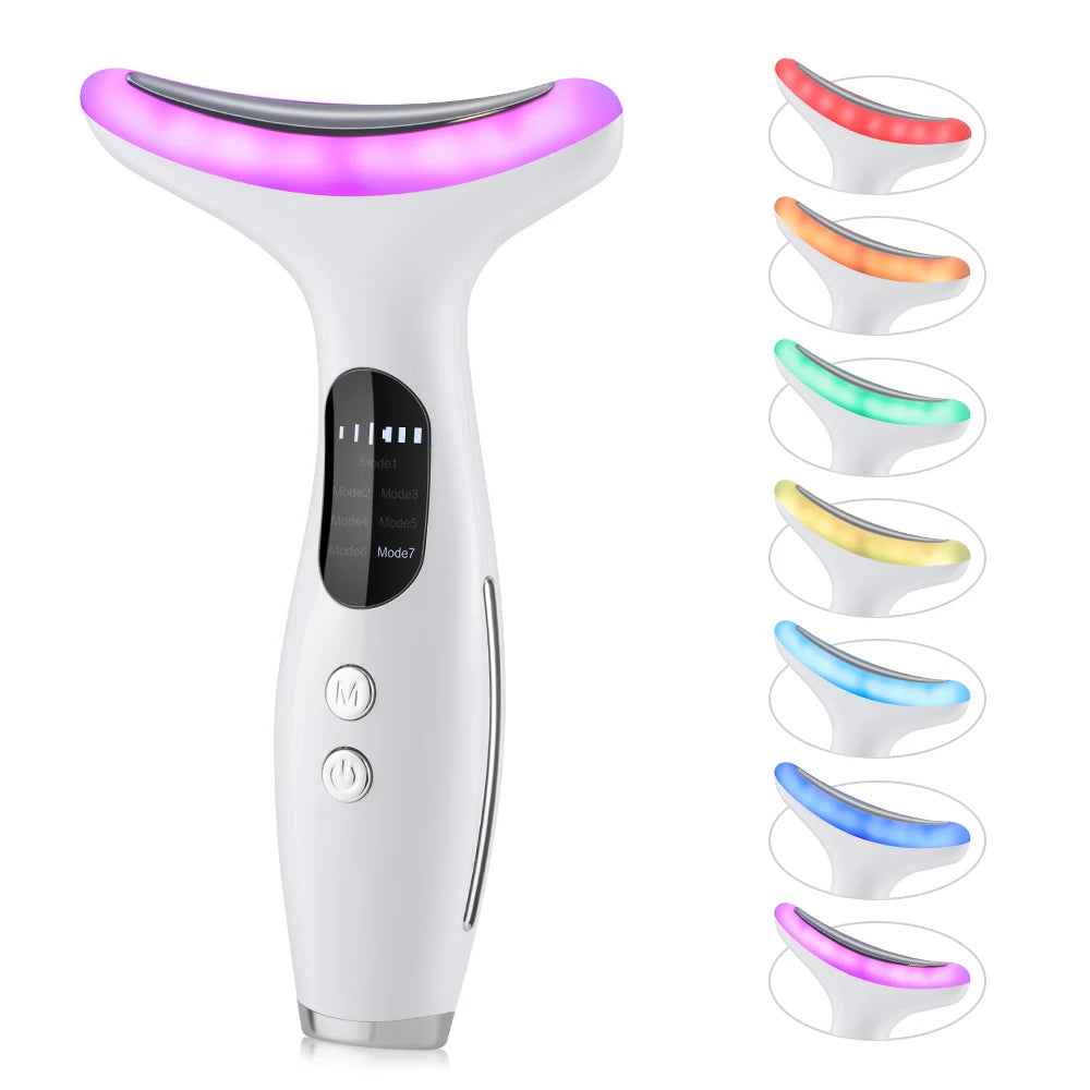Micro-Current Neck & Face Beauty Device LED IPL Skin Rejuvenation Double Chin Reducer Facial Lifter Skin Tightening Massager