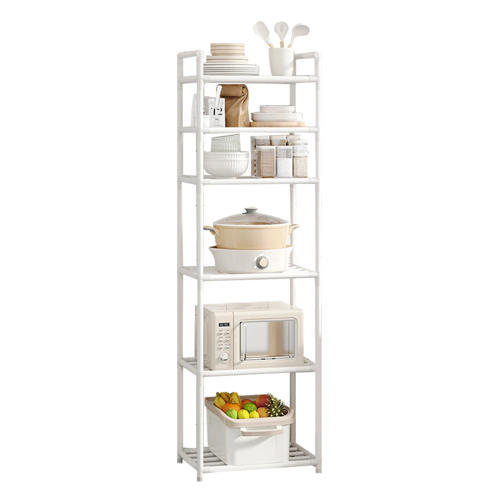 6 Tier Metal Storage Shelf Floor to Floor Multilayer Household Bathroom Storage Rack Microwave Oven Organizer Pantry Shelves