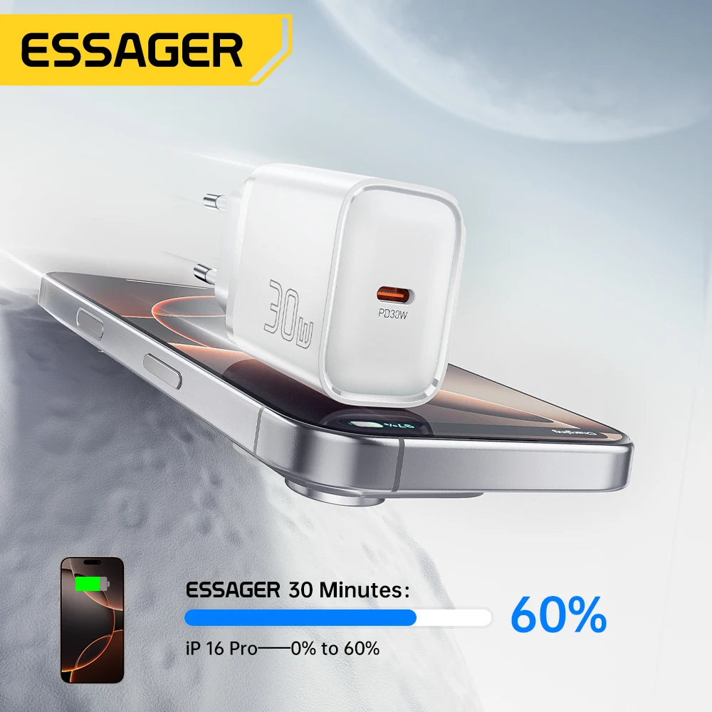 30W Type-C Charger PD 3.0 USB C Charger for Iphone 16 15 14 Pro Samsung Huawei Xiaomi Tablet Ipad Air Pro Phone Charger